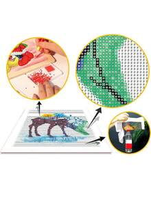 Bộ tranh khảm kim cương 5D DIY - Người tuyết dễ thương, Bộ tranh kim cương trang trí cho phong cảnh tường nhà - Màu xanh lam - Xem 7