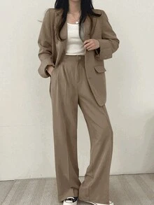 Traje de Alta Moda Casual Slim Fit Light Business para Mujer - Caqui - Ver 6