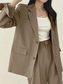 Traje de Alta Moda Casual Slim Fit Light Business para Mujer - Caqui - Ver 2