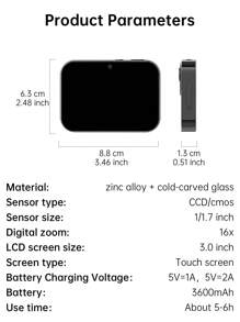 D6 Triple Camera 64 Million Pixels CCD Digital Camera Video Music Photography OLED Touch Screen Card Camera