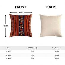 1 pièce Taie d'oreiller à motif géométrique imprimé double face, housse de coussin de cour extérieure rétro pour canapé lit sofa décoration de la maison, sans rembourrage - Multicolore - Voir 8