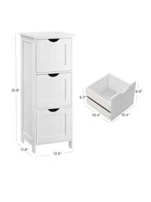 VASAGLE Bathroom Cabinet Floor Cabinet, Free-Standing Storage Cabinet With 3 Drawers, 11.8 X 12.6 X 31.9 Inches, For Bathroom, Living Room, Kitchen - 白色 - 查看 2