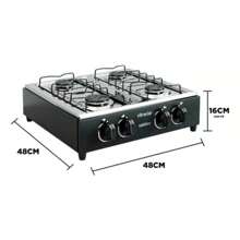 Portable Gas Cylinder Cooktop Tabletop Stove With 4 Burners For Camping Motorhome Truck Braslar Bivolt - màu đen - Xem 2