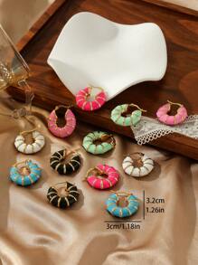 1 Pair 18K Plated Stainless Steel Dopamine Candy Color Segment Dangle Earrings For Women, French Fashionable Ins Style Suitable For Party, Dates, Work