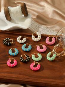 1 Pair 18K Plated Stainless Steel Dopamine Candy Color Segment Dangle Earrings For Women, French Fashionable Ins Style Suitable For Party, Dates, Work