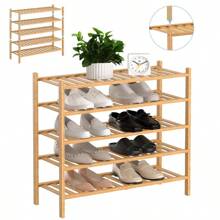 Multi-Tiers Natural Bamboo Shoe Rack,Home Storage & Organization, Strong Sturdy Shoe Boot Organizers Storage Shelf, Fit For Dorm, Entryway, Hallway, Bedroom, Living Room