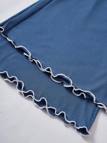 3pcs/Set Women Solid Color Ruffle Trim Bow Camisole Top & Pants Pajama Set - Multicolor - View 5