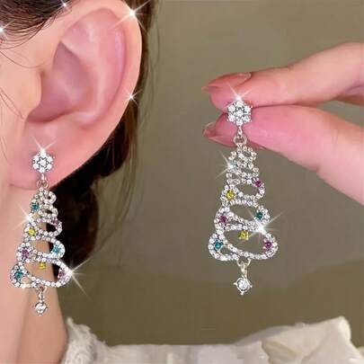 1 对树形耳环 - 女士吊坠耳环圣诞树耳环装饰礼物，适合送给她，返校情人节