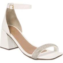 Women's Sandal With Rhinestones At The Front, Thick Heel, Comfort, Party. - White - View 7