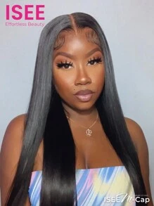 ISEE HAIR Wear Go 9x6 Transparent Lace Glueless Straight Wig Pre Bleached Tiny Knots 180% 24 Inch Lace Front Wigs Natural Color Pre Plucked Pre Cut Silky For Beginners - SNatural - View 3