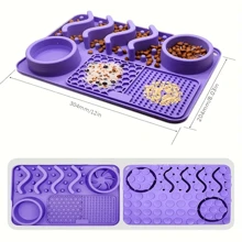 1pc Strong Suction Anti-Bite Pet Feeder Silicone Bowl Mat For Cats And Dogs - Multicolor - View 3