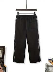 男士拼接色块休闲裤，秋季 - 黑色 - 查看 5