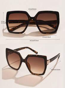 1 pieza Gafas de moda con marco cuadrado degradado y adornadas con cristales para mujer, accesorios de para exteriores, viajes, playa, vacaciones de verano, al aire viajes - Café - Ver 5