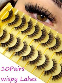 10对5D水貂毛假睫毛，交叉浓密自然款假睫毛条