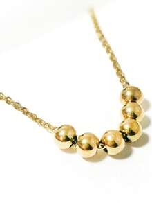 1 件 18K 镀层不锈钢珠饰别致项链，适合女性聚会、约会、工作穿着 - 金黃色 - 查看 4