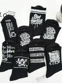 5 pares de calcetines largos blancos aleatorios de moda para hombres, adecuados para deportes, baloncesto, skateboarding, estudiantes, todas las estaciones