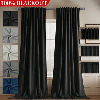 1 件带扣遮光多功能窗帘杆袋，遮阳遮光窗帘适用于卧室、客厅、阳台、凸窗和其他装饰房间隔断