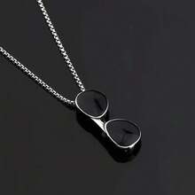 1pc Hip Hop Sunglasses Pendant Necklace Titanium Steel Chain Jewelry Accessory Christmas New Year Valentine's Day Holiday Gift - Silver - View 4