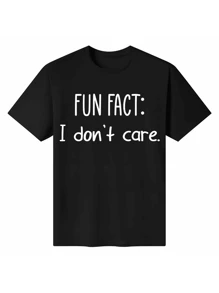 Payeah Fun Fact L Dont Care Men's And Women's Graphic T-Shirts - 黑色 - 查看 1