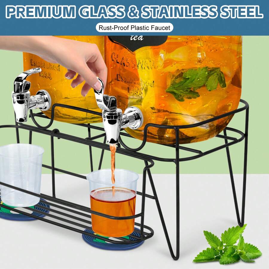 Glass Laundry Detergent Dispenser, Laundry Liquid Dispenser With Stand And Tap, 2Pack 1 Gallon