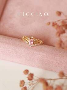 FICCINO 公主风格镀金彩色方晶锆石皇冠戒指，可调节夸张可爱礼物，适合女孩，盒装 - 252r - 查看 2
