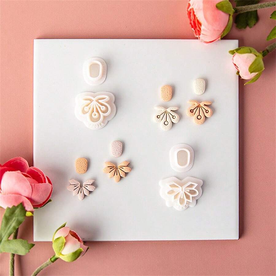 قالب أقراط زهرة عتيقة قطعة واحدة، أداة قطع للنمذجة بالطين الناعم لصنع أقراط الطين الناعم DIY المصغرة