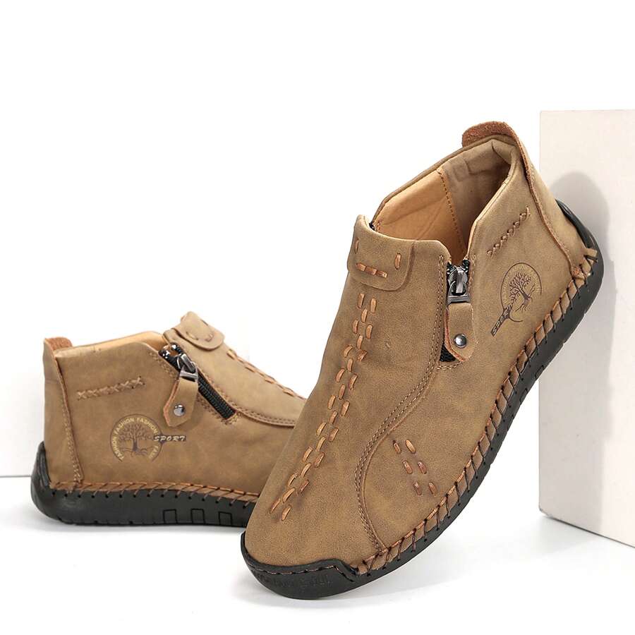 Womens Women's Work Shoes Fashion Casual Non-Slip Loafers Oxfords Leather Lace-Up Ankle Boots Walking ShoesOffice Hiking Shoes - Brown - View 1