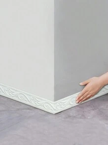 1件装3D立体自粘踢脚线 - 欧式风格，通用防水易安装家居装饰墙饰条，适用于房间翻新和DIY | 2026年情人节和新年装饰 | 复活节和圣诞节的完美节日家居装修礼物 - 白色 - 查看 8