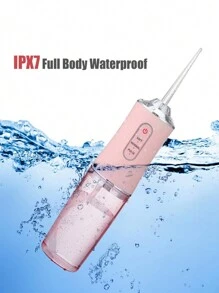 1 pièce Irrigateur oral portable Hydropulseur dentaire rechargeable USB, jet d'eau 220 ml, 4 buses, 3 modes - Rose