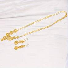 1 set 2 piezas pendientes + 1 pieza collar, chapado en oro de 18K de cobre, regalo de boda elegante de Dubai para damas