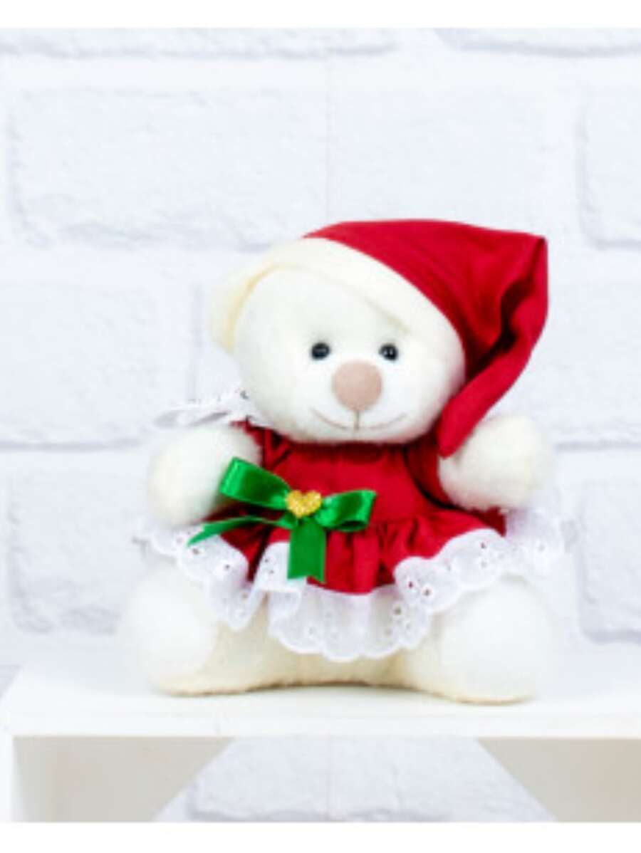 Teddy Bear Santa Claus 12 Cm Petit Dress - Plush Christmas Decoration - 稻草毛絨 - 查看 1