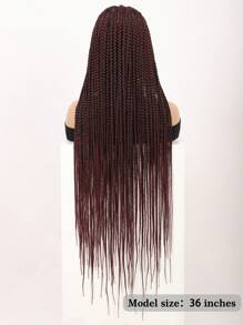 Peluca de trenzas de caja sin nudos de 36 pulgadas con encaje triangular doble para mujeres. Peluca con trenzas de caja de encaje frontal completo con cabello bebé, apariencia natural de trenzas de maíz sintéticas