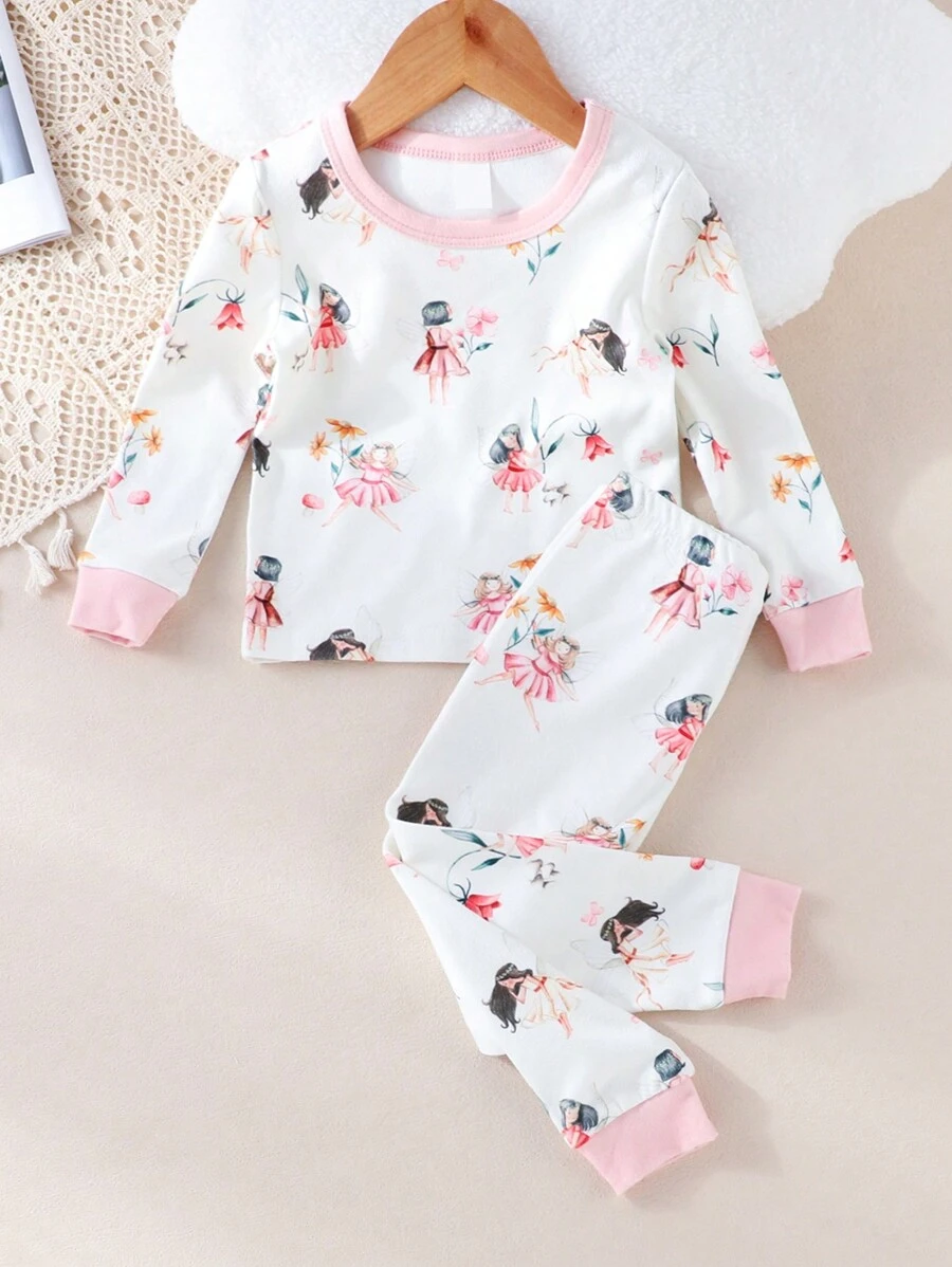 2pcs/Set Infant Girls Pink Fairy Outfit - Pink - View 1