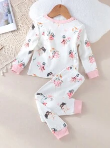 2pcs/Set Infant Girls Pink Fairy Outfit - Pink - View 2