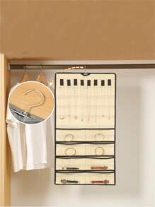 Hanging Jewelry Organizer Storage Roll With Hanger Metal Hooks Double-Sided Jewelry Holder For Earrings, Necklaces, Rings On Closet, Wall, Door Makeup Bag Makeup Bags Makeup Organizer Make Up Organizer Makeup Storage - Multicolor - View 17