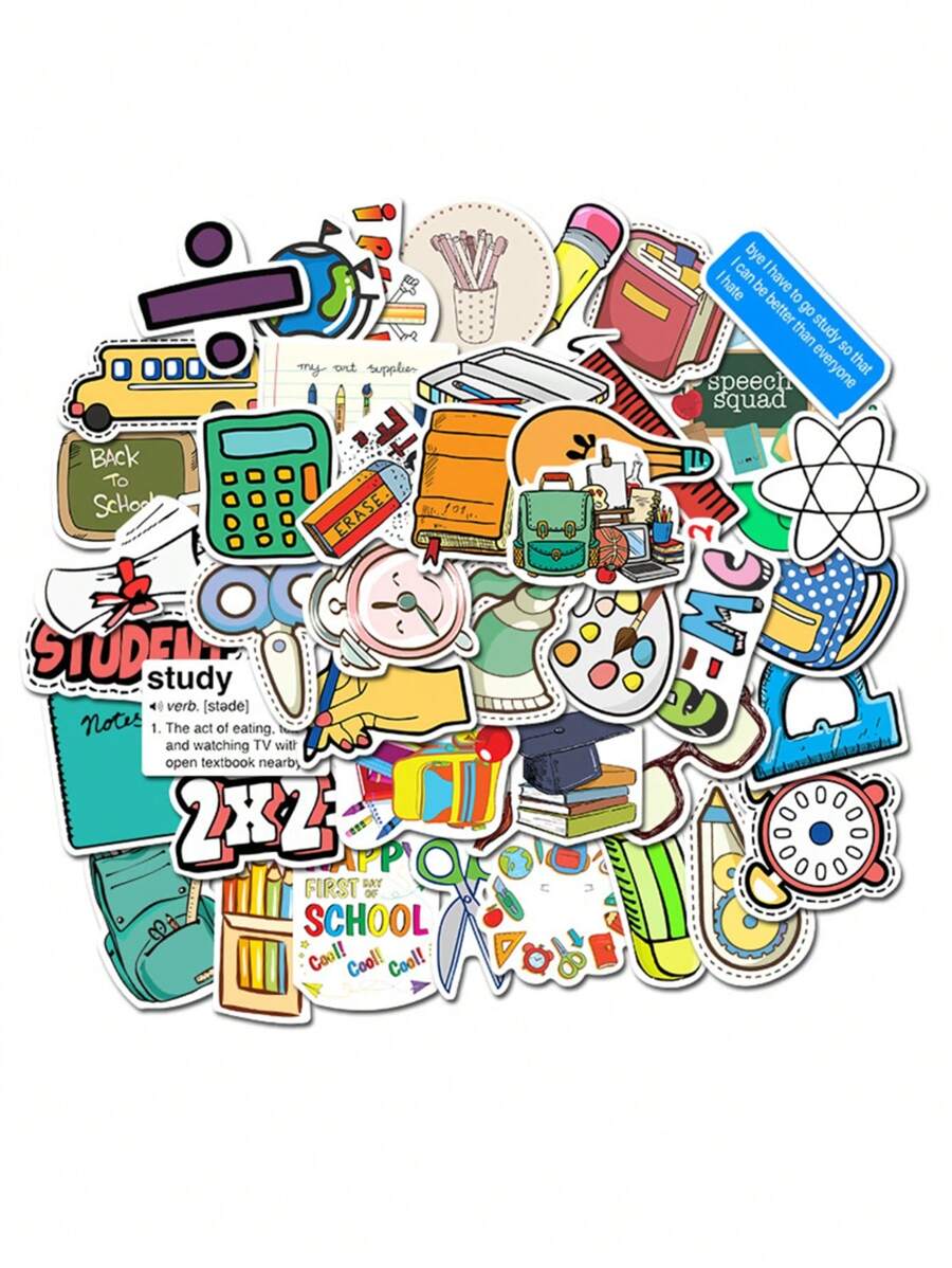 50PCS Learning Supplies Schoolbag Toys Laptop Decorative Style Graffiti Stickers Personality Fashion Creative DIY Exquisite Decorative Decals For Cups Helmets Skateboards Popular Stickers Toys