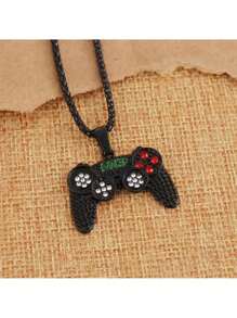 1pc Fashionable Stainless Steel Pendant Necklace With Gemstone Inlaid Game Controller Shape Pendant, A Must-Have Item For Gamers, Suitable For Both Men And Women; A Great Choice Of Gift For Friends On Special Occasions Such As Valentine's Day, Birthdays, Or Roommates Gifts.,Mom,Mother,Mother's Day,Gift