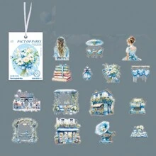 30 piezas/set (15 diseños, 2 piezas cada 1) Pegatinas con tema de viaje a París - Multicolor - Ver 11