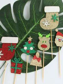 1 件/7 件圣诞纸杯蛋糕装饰、节日蛋糕装饰、家庭派对装饰、圣诞派对用品礼品圣诞装饰圣诞装饰圣诞礼物圣诞派对用品 - 彩色 - 查看 7