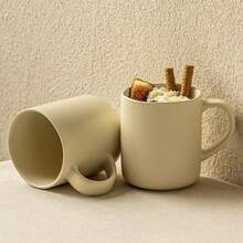 1pc Modern Minimalist Solid Color Matte Ceramic Water Cup, High-Quality Couple Mugs For Milk, Coffee, Suitable For Daily Use - Multicolor - View 1