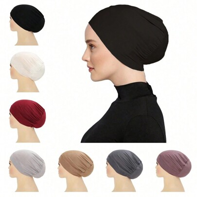 Women's Solid Color Turban Headscarf - Simple, Stretchy & Stylish Underscarf For Casual Wear | Soft, Breathable & Comfortable Daily Use Hat