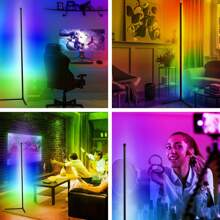 1pc Smart RGB LED Corner Lamp, App And Remote Control, 16 Million Colors And Music Sync, Standing Floor Lamp, Suitable For Living Room, Bedroom And Game Room - Black - View 5