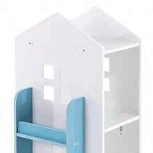 Bookcase 360° Rotating Bookshelf Multifunctional Bookcase Solid Wood 4 Tiers Home Design Corner Bookshelf For Kids Suitable For Living Room And Children's Library - 藍色 - 查看 7