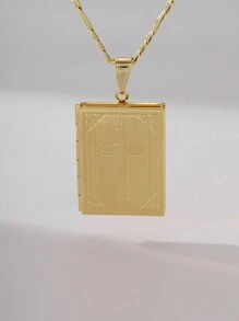 1入時尚簡約手繪聖母靈芝項鍊,適合送禮、情侶、朋友、日常穿著、節日、禱告