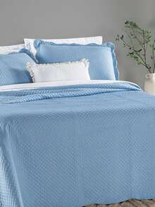 Double Bedspread Kit Chess Pattern 3 Pieces 200 Thread Count - 星辰藍 - 查看 1