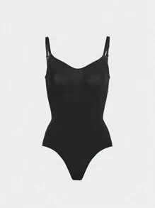 1 Stück Formende Jumpsuit für Frauen, Sexy Jumpsuit, Kleiderfutter, Taille- und Bauchkontrolle, Trägerstil, enge Jumpsuit, Schwarz