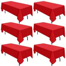 REWOMC 6 Pack Polyester Tablecloth 60 X 102 Inch Polyester Table Cloth For 6 Foot Rectangle Tables, Stain And Wrinkle Resistant Washable Table Cover For Kitchen Wedding Banquet Restaurant Party Multiple Colors,Weddings Graduation Season Outdoor Events Entertain Guests - 紅色 - 查看 1