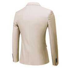 Caelus Men Wedding Suit Prom Dress Jacket+Pants+Vest Men Suit Set Slim Fit Tuxedo Male Blazer Customized British Style Groom Clothing - Beige - View 5