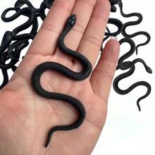 Set de 5 piezas/10 piezas/20 piezas de juguetes de serpiente de goma realista en agua, broma, accesorio DIY - Negro - Ver 7