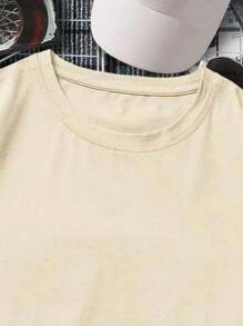 Oversized T-Shirt Men Women Printed Shirt Streetwear 100% Cotton - 米色 - 查看 3